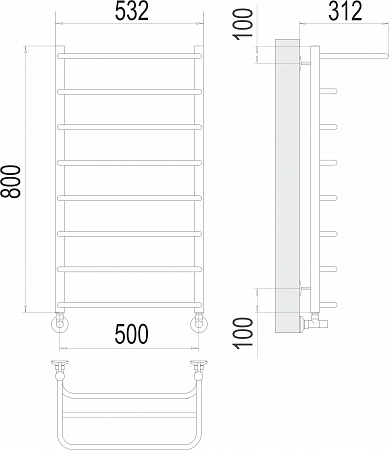 Полка П8 500х800  Полотенцесушитель  TERMINUS Горно-Алтайск - фото 3