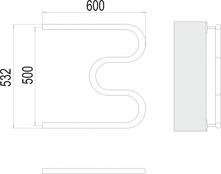 М-обр AISI 32х2 500х600 Полотенцесушитель  TERMINUS Горно-Алтайск - фото 3