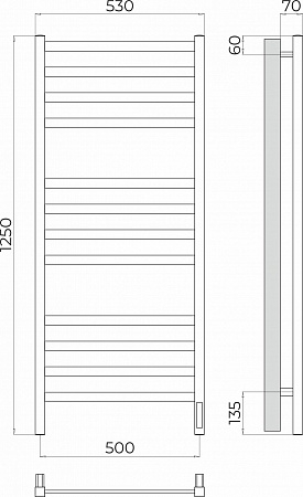 Ното П12 500х1250 Электро (quick touch) Полотенцесушитель TERMINUS Горно-Алтайск - фото 3