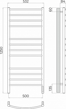Классик П12 500х1250 Электро (quick touch) Полотенцесушитель TERMINUS Горно-Алтайск - фото 3