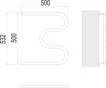 М-обр AISI 32х2 500х500 Полотенцесушитель  TERMINUS Горно-Алтайск - фото 3