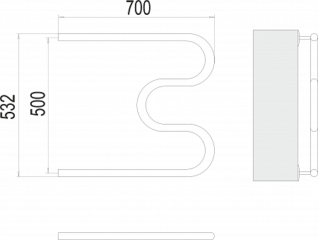 М-обр AISI 32х2 500х700 Полотенцесушитель  TERMINUS Горно-Алтайск - фото 3