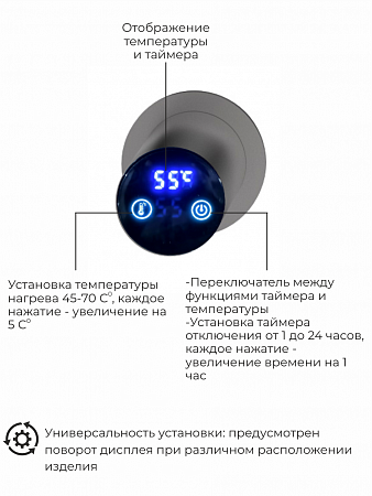 Рондо П2 350х760 электро Полотенцесушитель TERMINUS Оружейная сталь Горно-Алтайск - фото 5