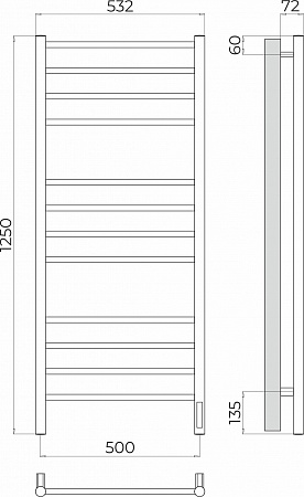 Аврора П12 500х1250 Электро (quick touch) Полотенцесушитель TERMINUS Горно-Алтайск - фото 3