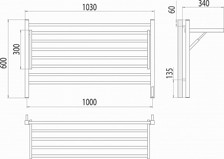 Горизонт П8 1000х600 электро КС ЧЕРНЫЙ МУАР (sensor quick touch) Полотенцесушитель TERMINUS Горно-Алтайск - фото 5